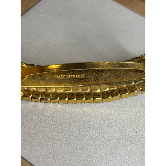 Made in France Gold Crystal Rhinestone Hair Clip Made In France Elegant Design - Picture 5 of 9